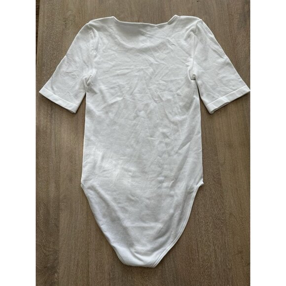 Wolford Short Sleeve Crewneck Bodysuit in White Size Medium - Picture 7 of 7